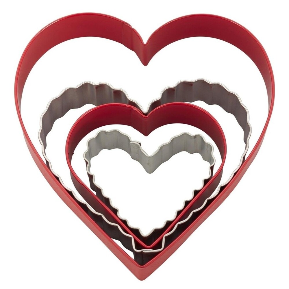 Wilton Heart Shaped Valentine's Day Metal Cookie Cutter Set 4 Piece Boxed Love